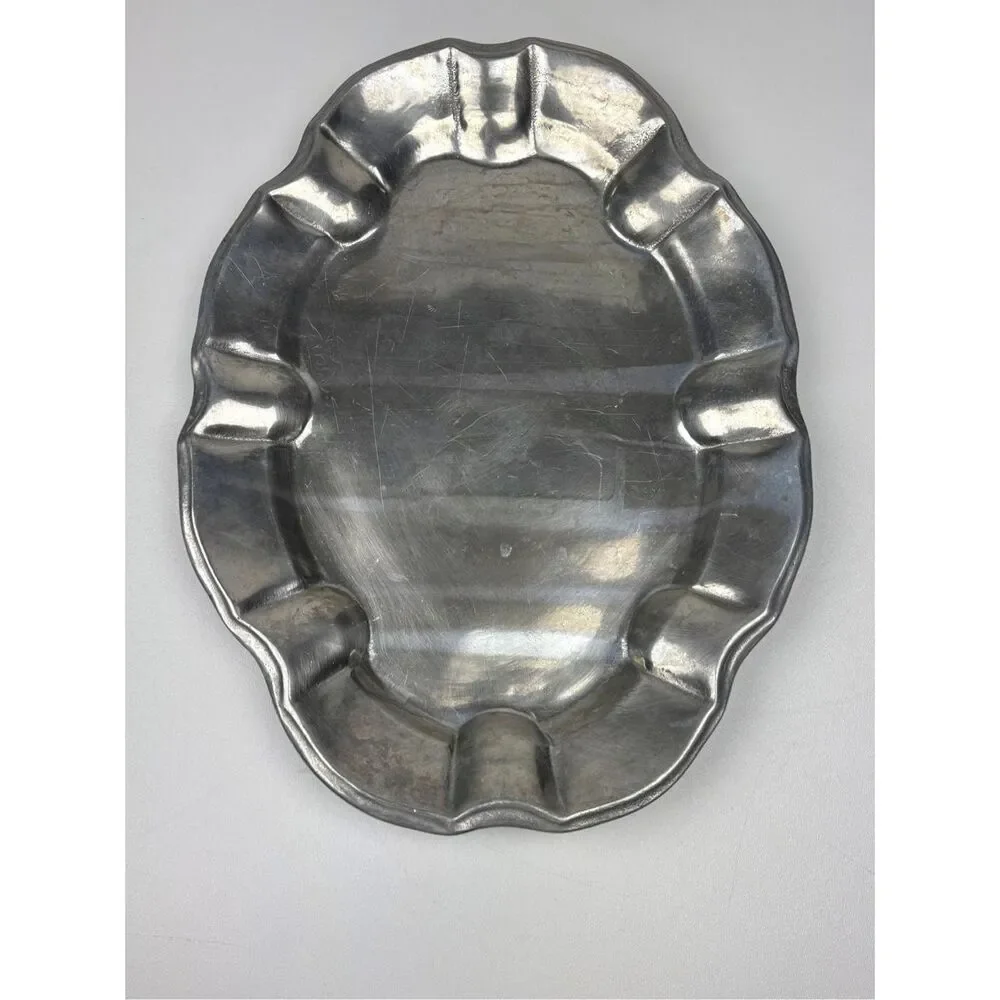 Vintage Wilton Armetale Chippendale Oval Pewter Serving Tray Platter 17.5in Larg